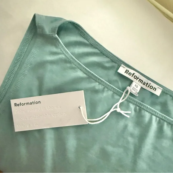 Reformation Green Quinley Knit Midi Dress with Asymmetrical Hem - Picture 4 of 4